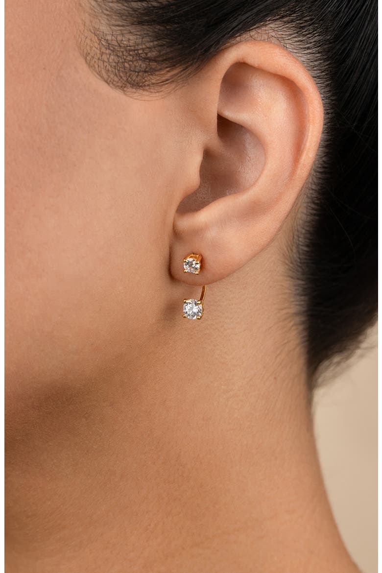 Brillant Cubic Zirconia Front/Back Drop Earrings, Alternate, color, GOLD
