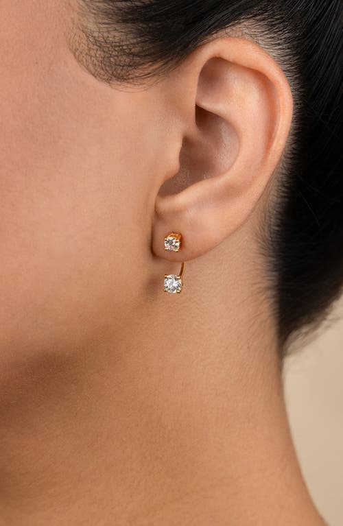 Sterling Forever Brillant Cubic Zirconia Front/back Drop Earrings In Gold