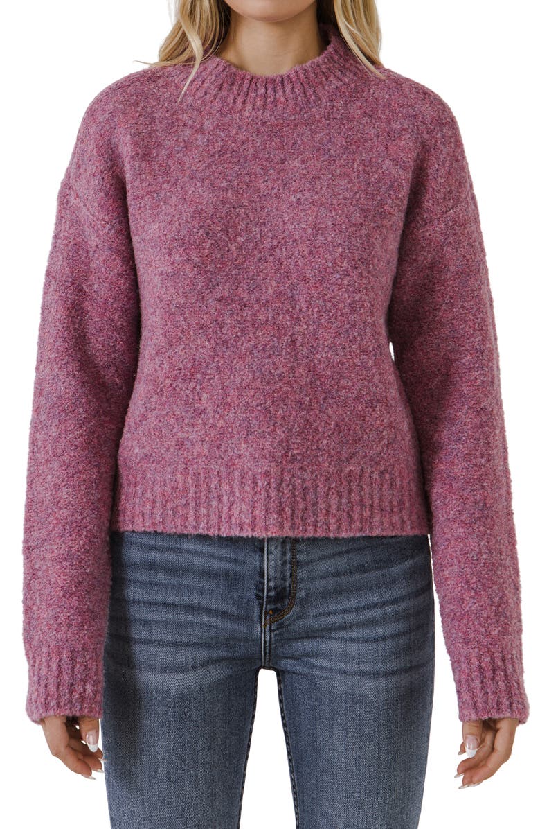 English Factory Cozy Crewneck Sweater, Alternate, color, Purple