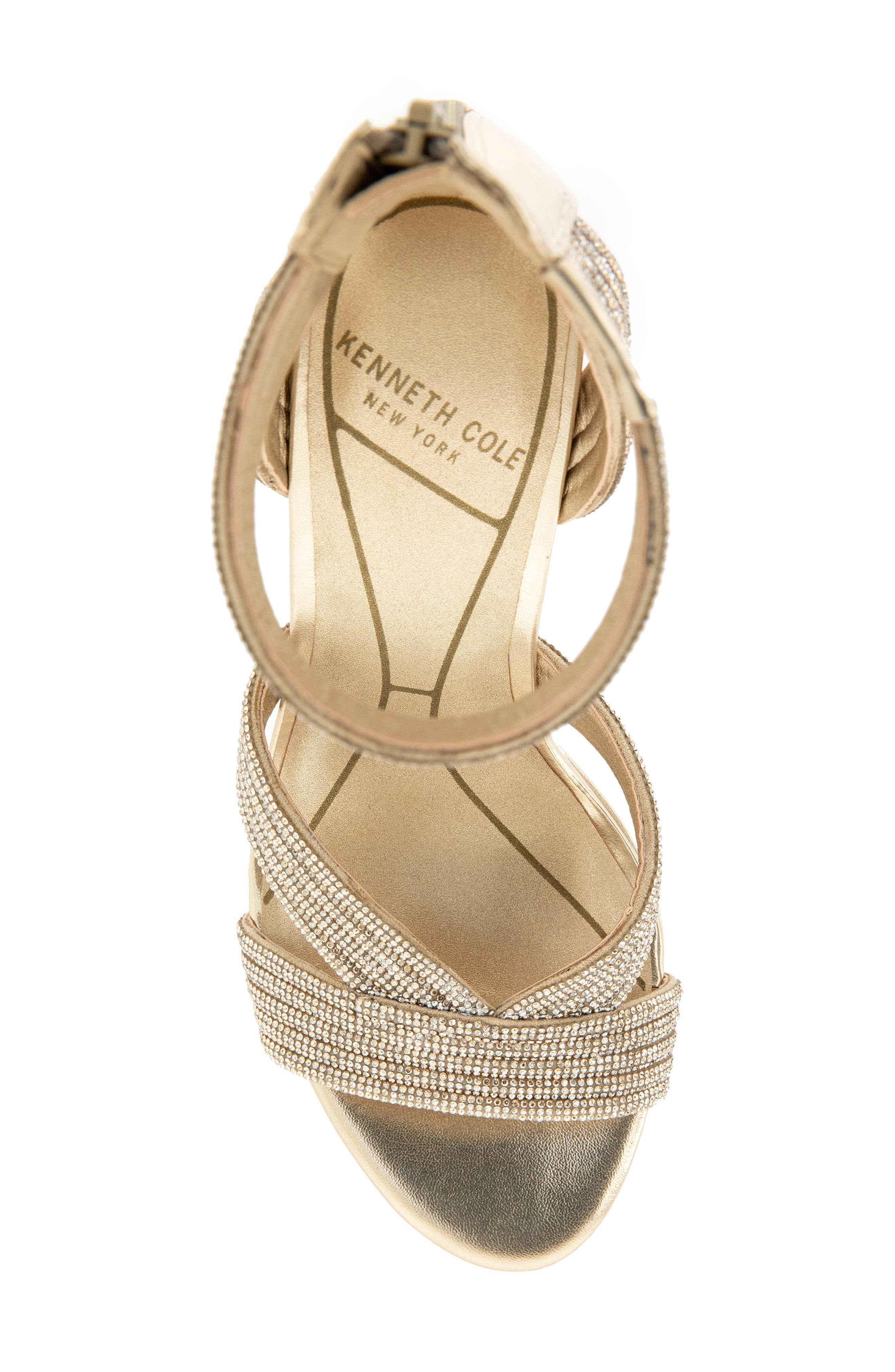 Nadine Ankle Strap Platform Sandal, Alternate, color, LIGHT GOLD CRYSTAL