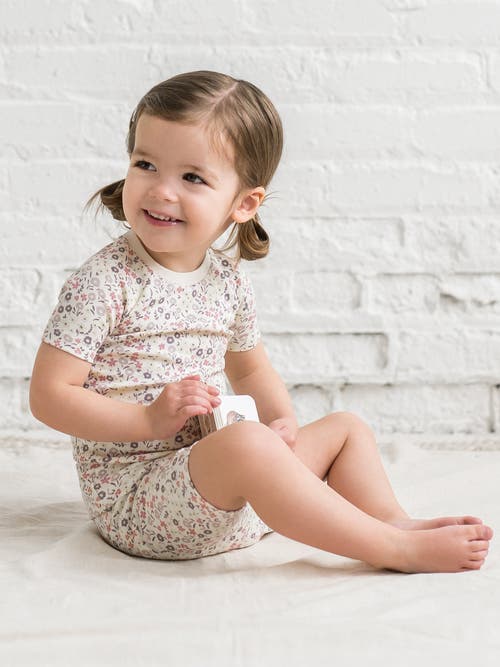 Colored Organics Organic Cotton 2-piece Short Sleeve Jammie Set In Purple