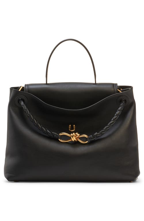 Bottega Veneta Ciao Ciao Knot Detail Leather Top Handle Bag In 1019 Black-m Brass