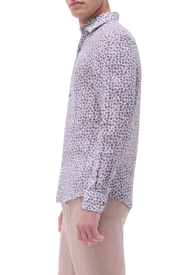 Julian Shaped Fit Linen Button-Up Shirt, Alternate, color, SAND