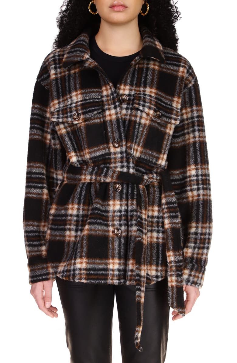 Sanctuary Shay Plaid Tie Waist Jacket, Main, color, 