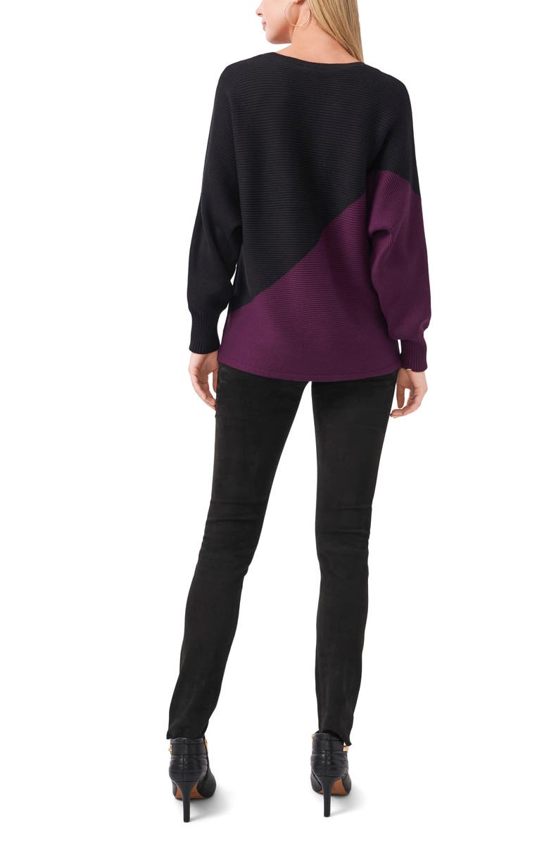 Vince Camuto Asymmetric Colorblock Cotton Blend Sweater, Alternate, color,