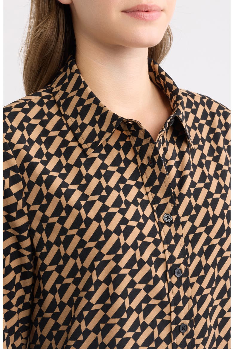 Printed Clean Front Shirt, Alternate, color, VICUNA/ ANNE BLACK