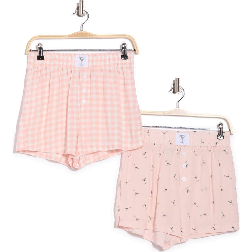 Tart Challis Oriel 2-pack Boxer Shorts In Barely Pink + Micro Gingham