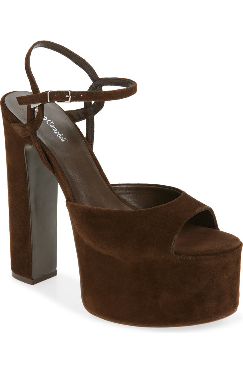 Jeffrey Campbell Ever Last Ankle Strap Platform Sandal, Main, color, Espresso Suede