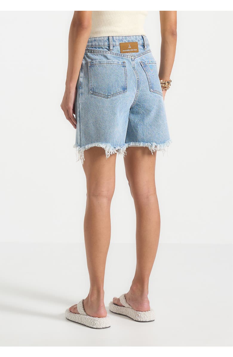 Manière De Voir Beau Distressed Denim Short, Alternate, color, Mid Blue