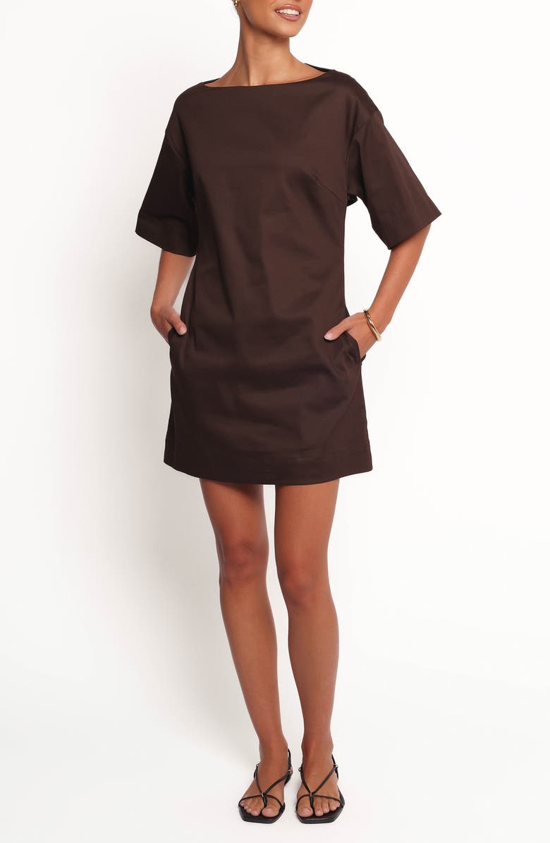 Petal & Pup Thorne A-Line Minidress, Main, color, Chocolate