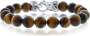 BLACKJACK Stainless Steel Tiger's Eye Beaded Bracelet