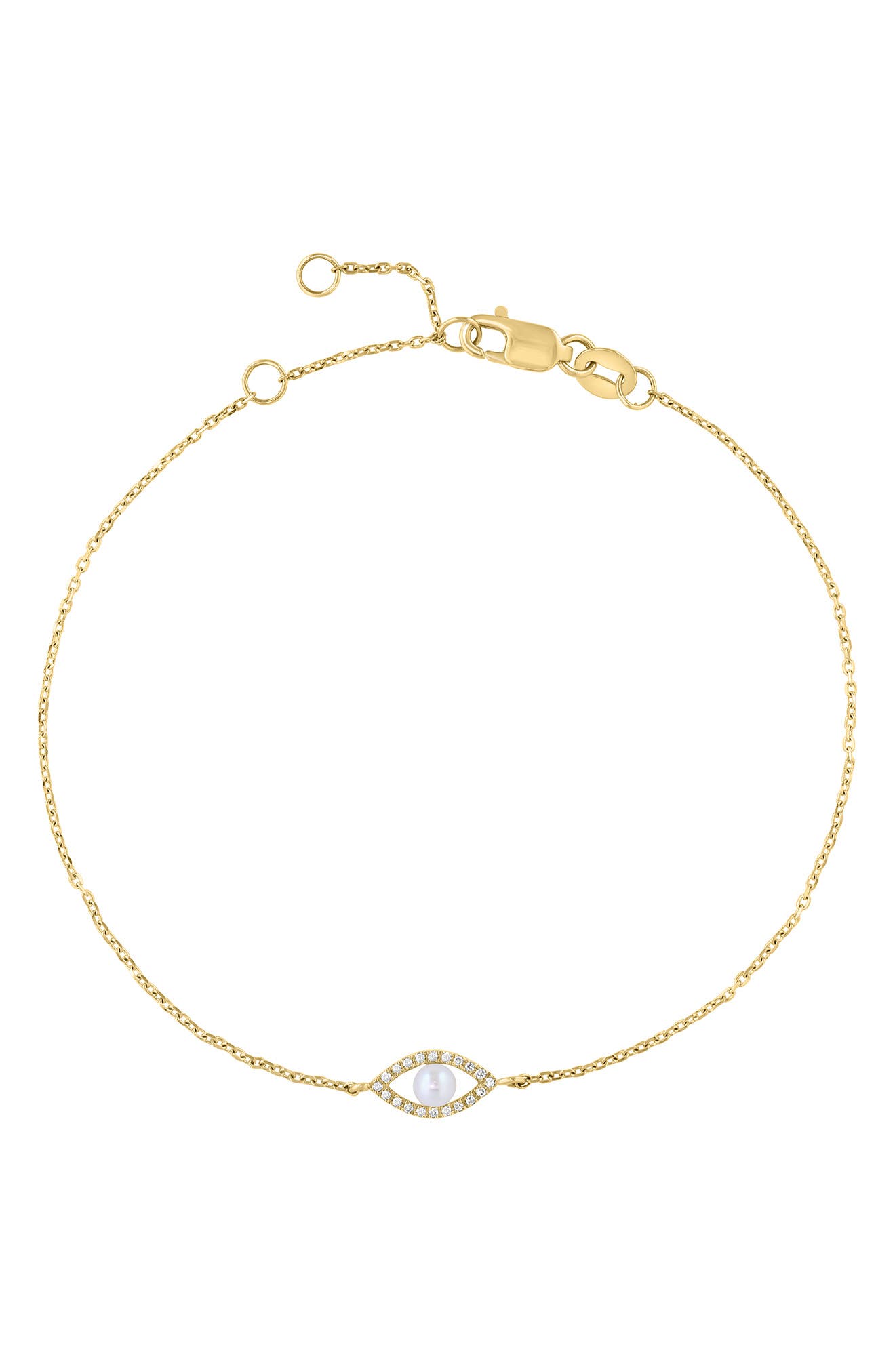EFFY Freshwater Pearl & Diamond Evil Eye Bracelet