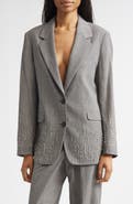 Golden Goose Crystal Embellished Prince of Wales Check Oversize Virgin Wool Blazer