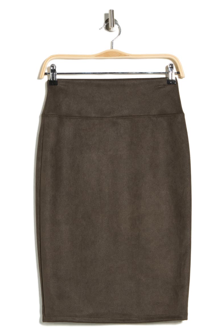 Faux Suede Pencil Skirt, Alternate, color, OLIVE