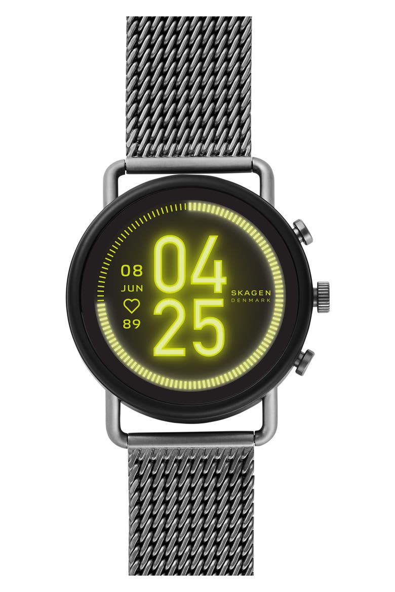 Falster 3 Mesh Strap Smart Watch, 42mm, Main, color, GUNMETAL/ BLACK/ GUNMETAL