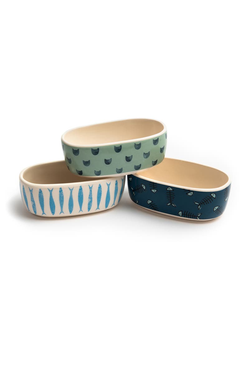 5.25 Inch Oval Cat Dish Faro, Alternate, color, Multicolored