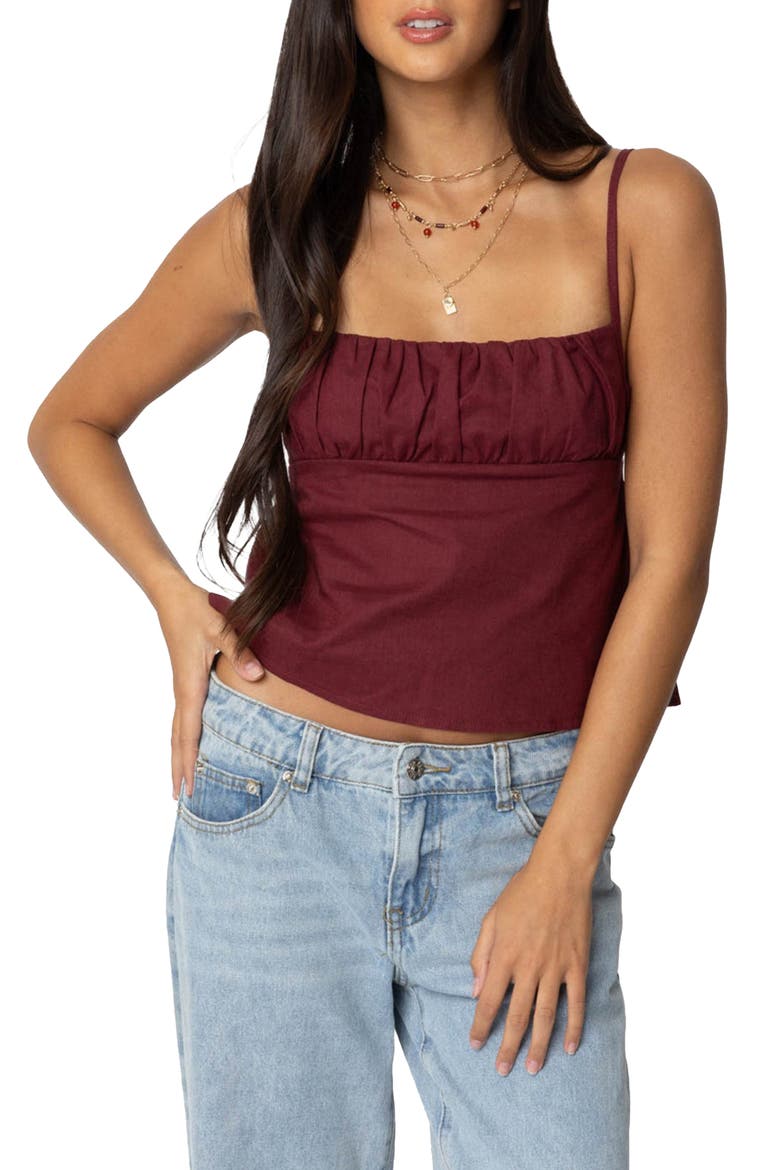 Open Back Cotton Top, Main, color, BURGUNDY