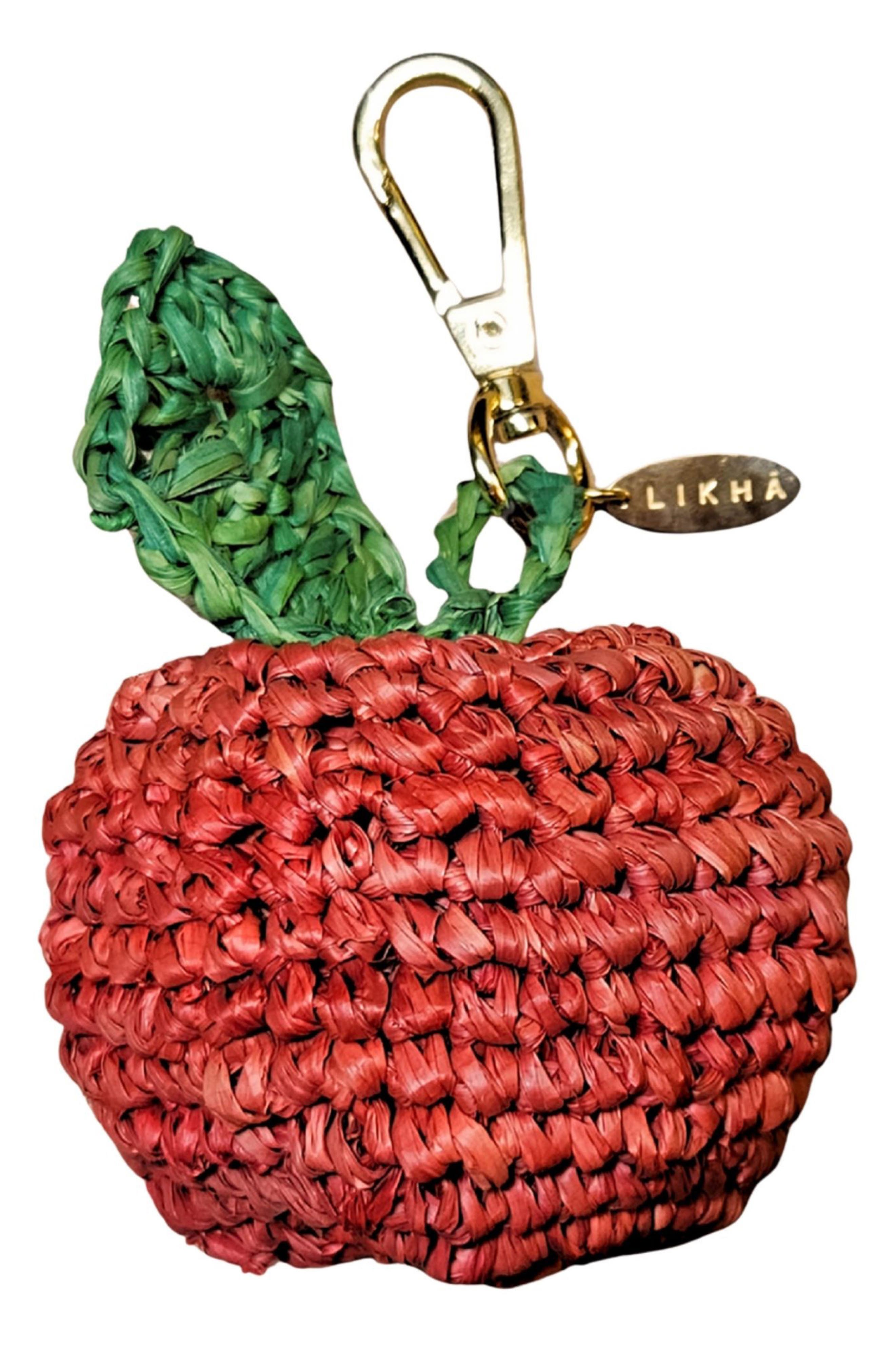 LIKHA NYC Big Apple Raffia Bag Charm, Main, color, Red
