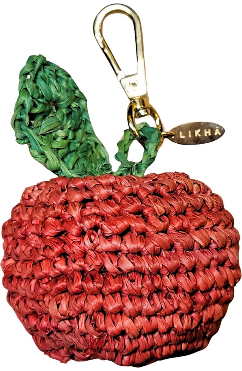 LIKHA NYC Big Apple Raffia Bag Charm, Main, color, Red