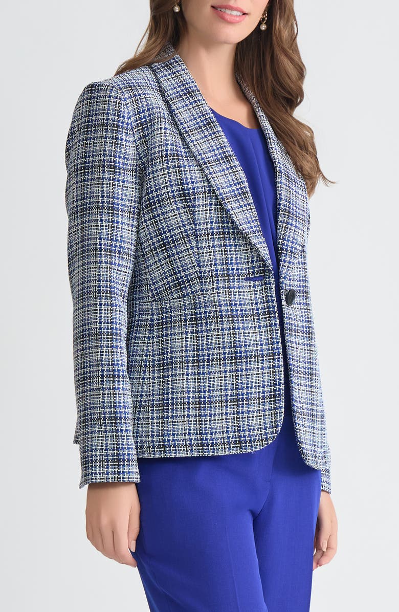 KASPER Shawl Collar Blazer, Alternate, color, Royal Signature Multi