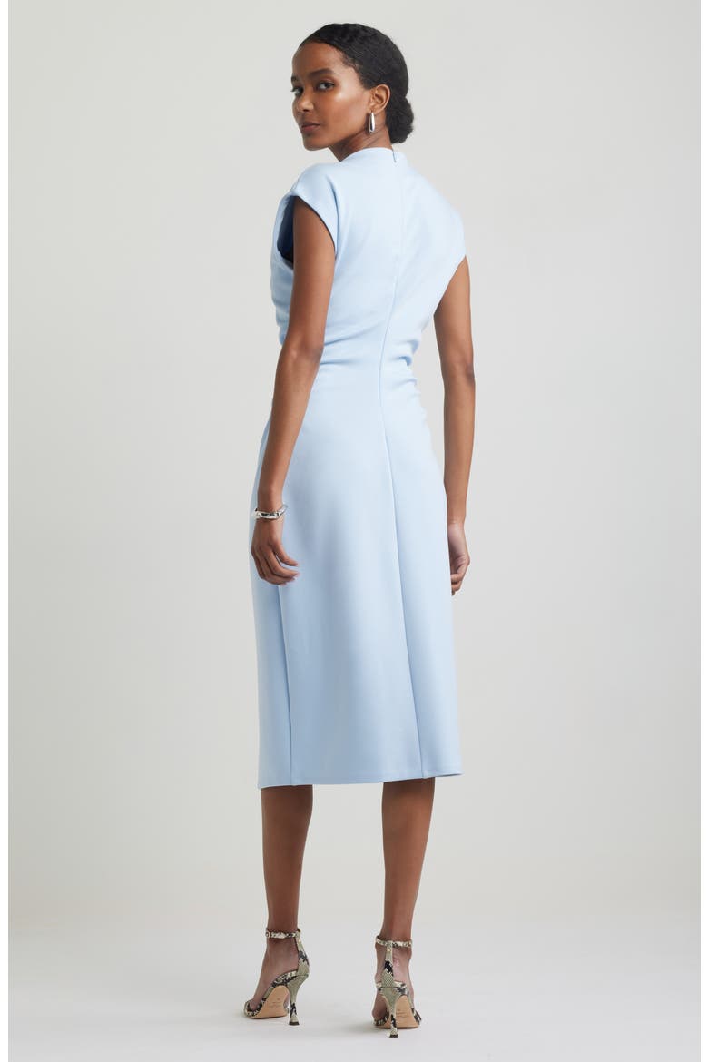Ruched Funnel Neck Midi Dress, Alternate, color, BLUE SKYWAY