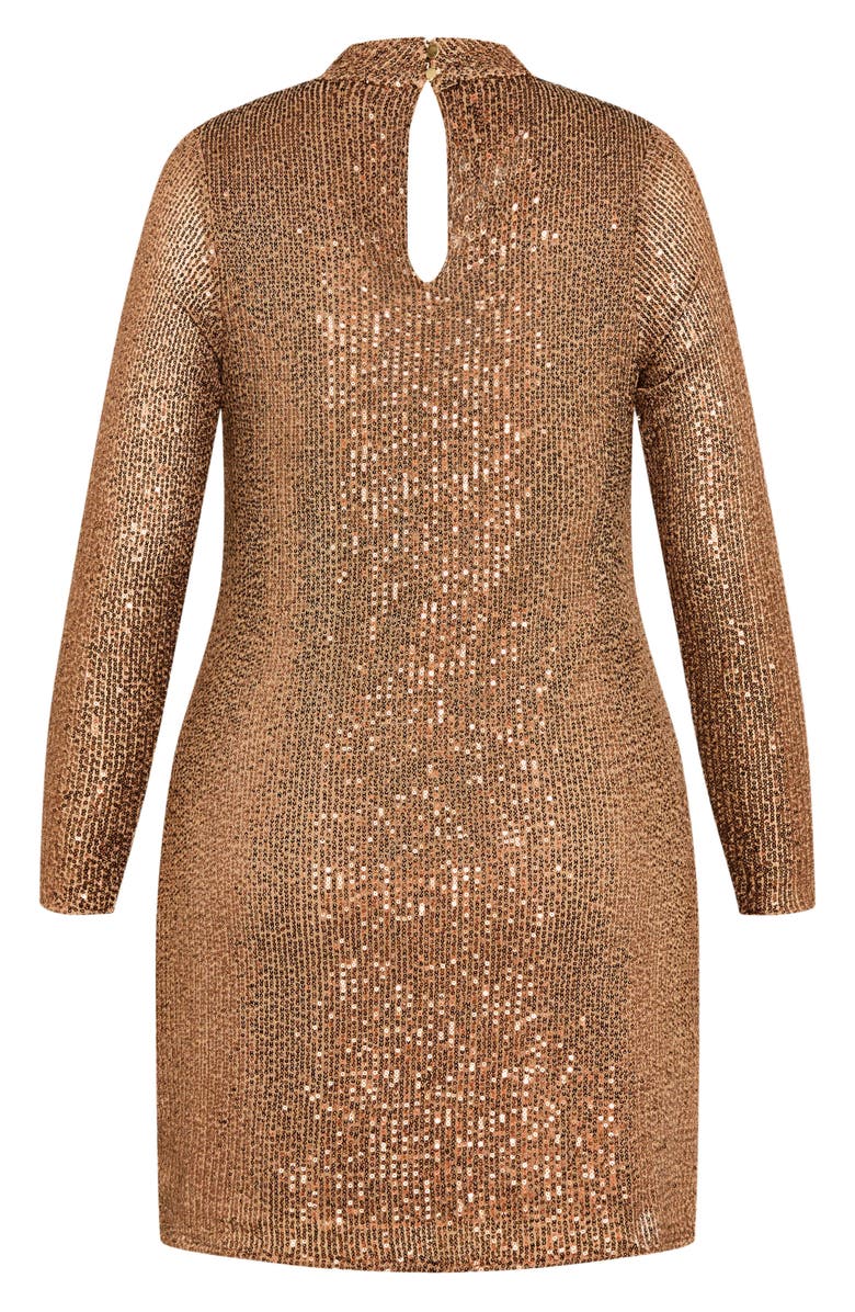 City Chic Lumina Sequin Long Sleeve Body-Con Dress, Alternate, color, Shimmer