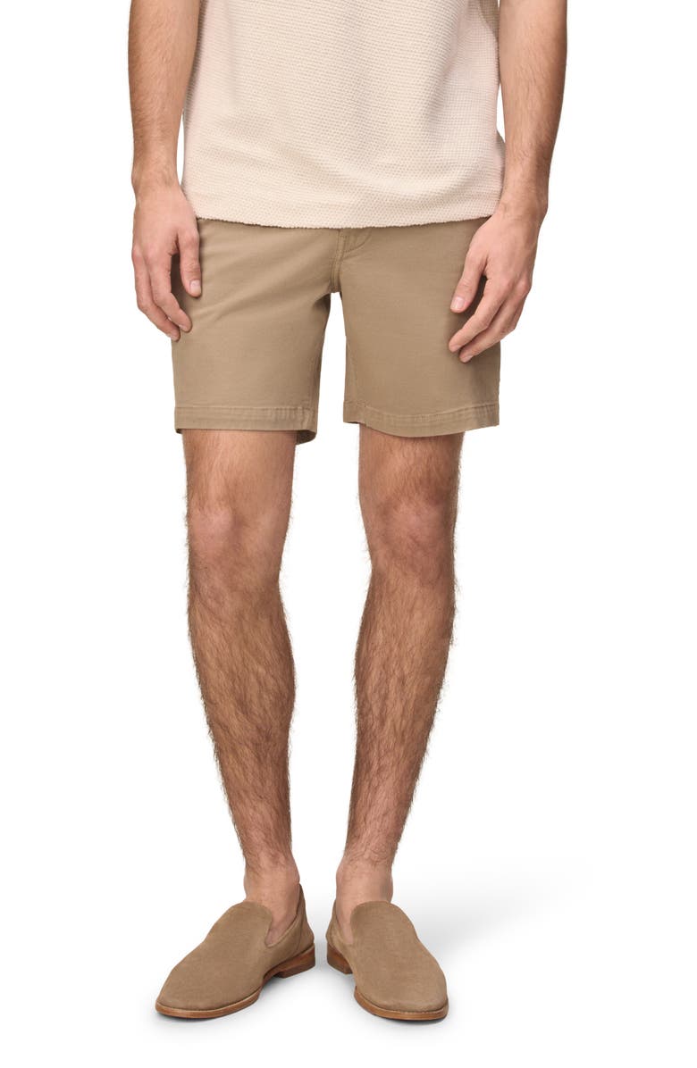WARP+WEFT Flat Front Stretch Cotton Twill Chino Shorts, Main, color, Hazelnut