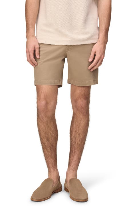 Flat Front Stretch Cotton Twill Chino Shorts