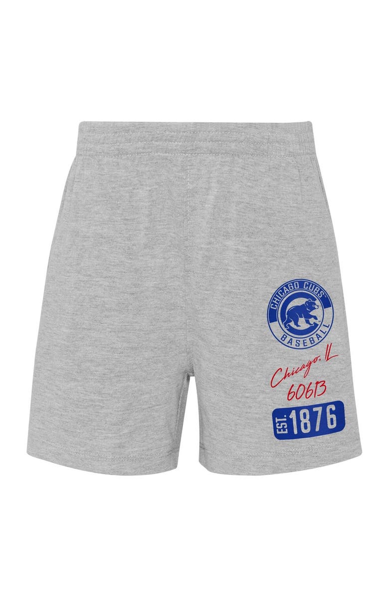 Outerstuff Toddler Red/Heather Gray Chicago Cubs Two-Piece Groundout Baller Raglan T-Shirt & Shorts Set, Alternate, color, 