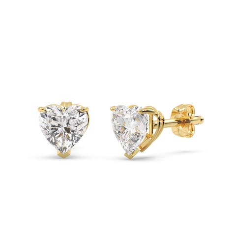 Heart-Cut Lab Diamond Stud Earrings 14k 1.0ct