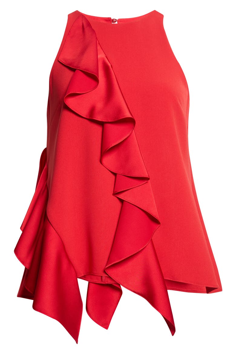 Vivia Ruffled Top, Alternate, color, WARM CRANBERRY