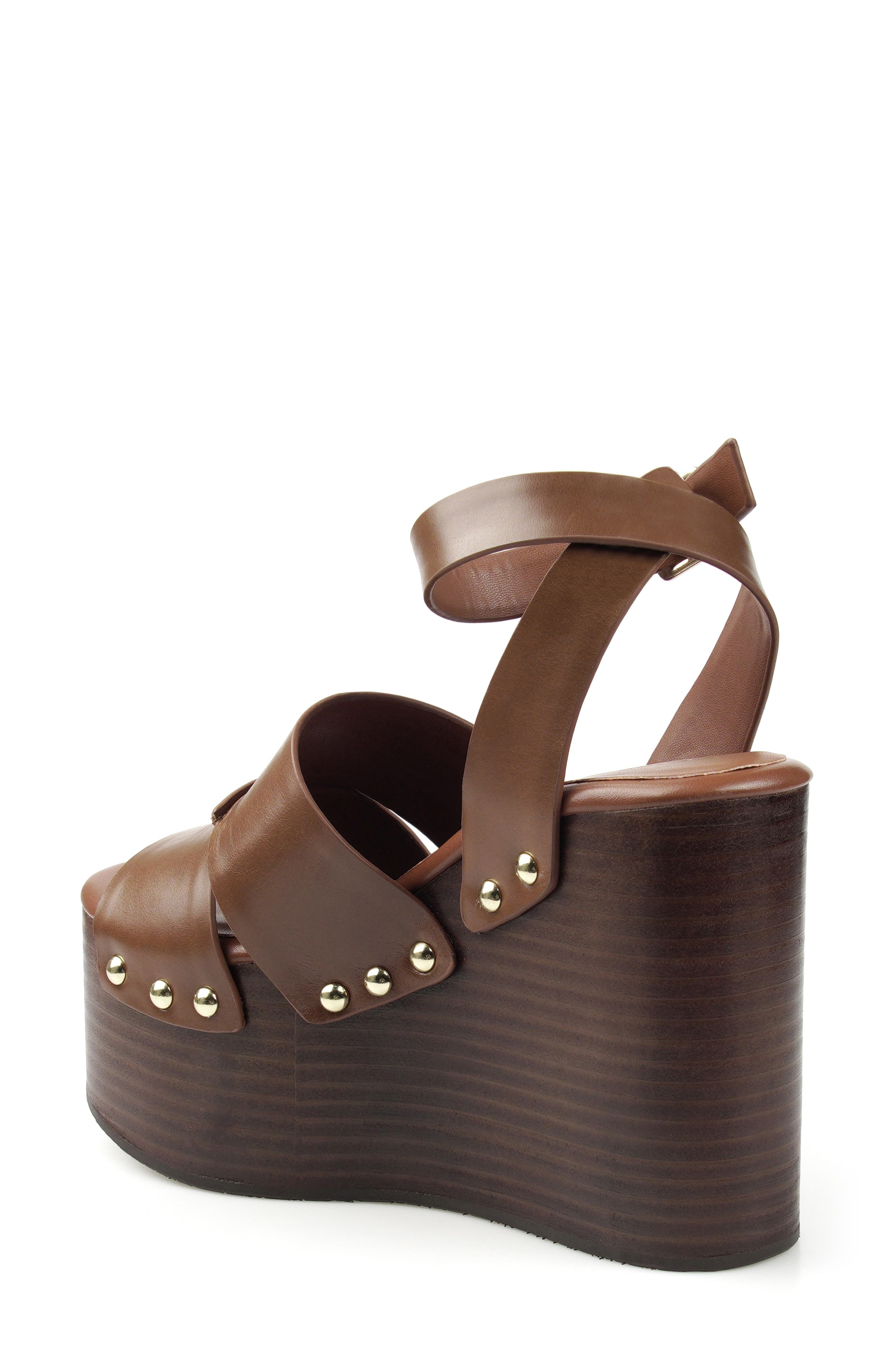 Savoyy Faux Leather Wedge Sandal, Alternate, color, BROWN