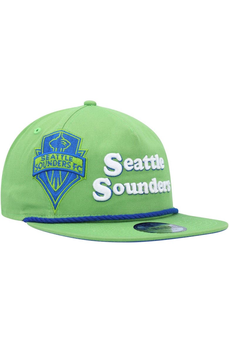Men's New Era Rave Green Seattle Sounders FC Heritage The Golfer Snapback Hat, Main, color, Green