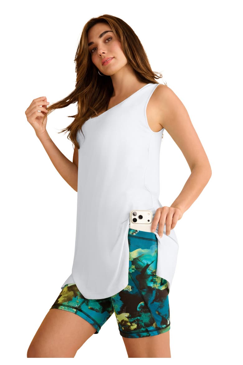 Plus Size Ultra Drape V Neck Hi Low X Back Tunic Tank, Main, color, WHITE
