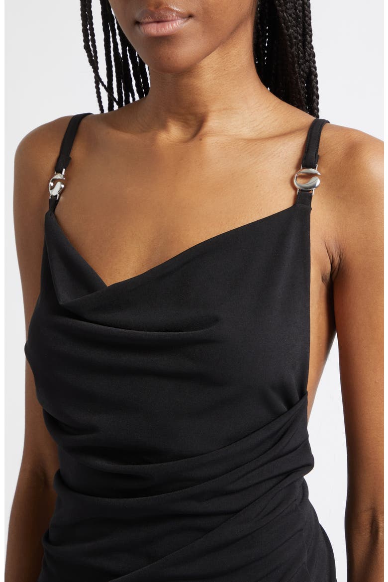 Logo Clasp Ruched Jersey Dress, Alternate, color, BLACK