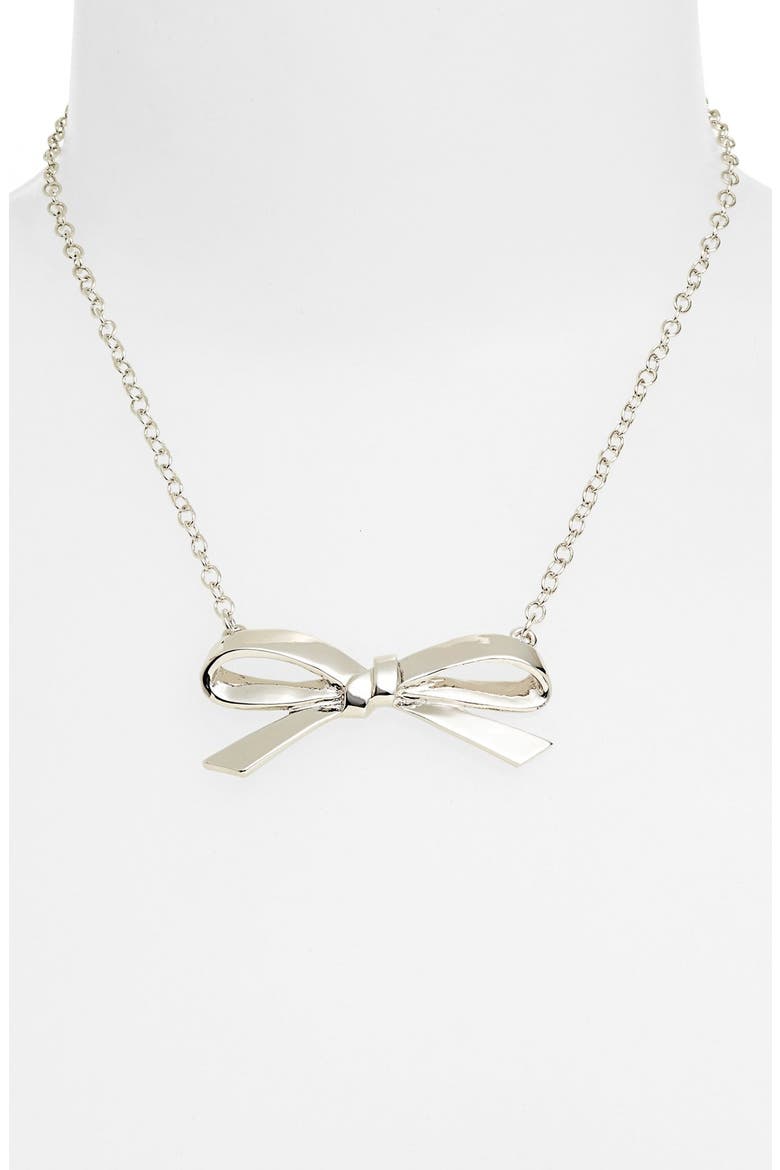 'finishing touch' bow pendant necklace, Alternate, color, SILVER