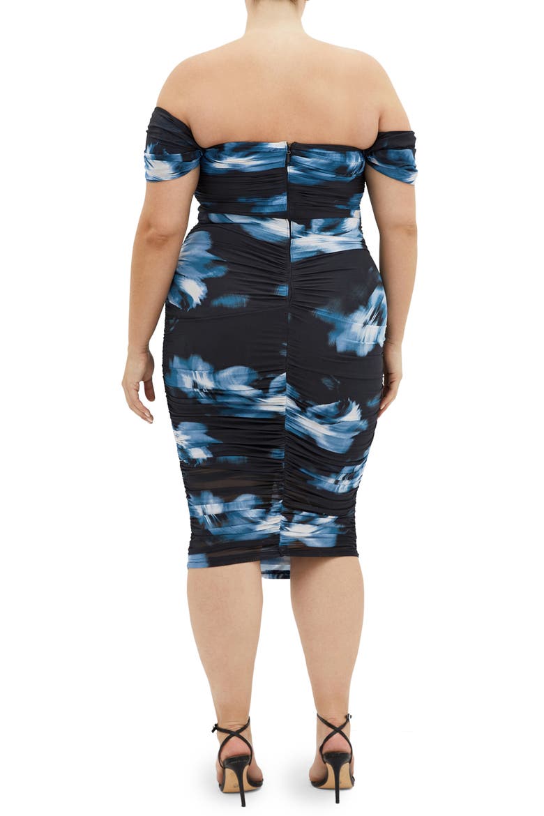 Floral Print Off the Shoulder Dress, Alternate, color, TEAL FLORAL