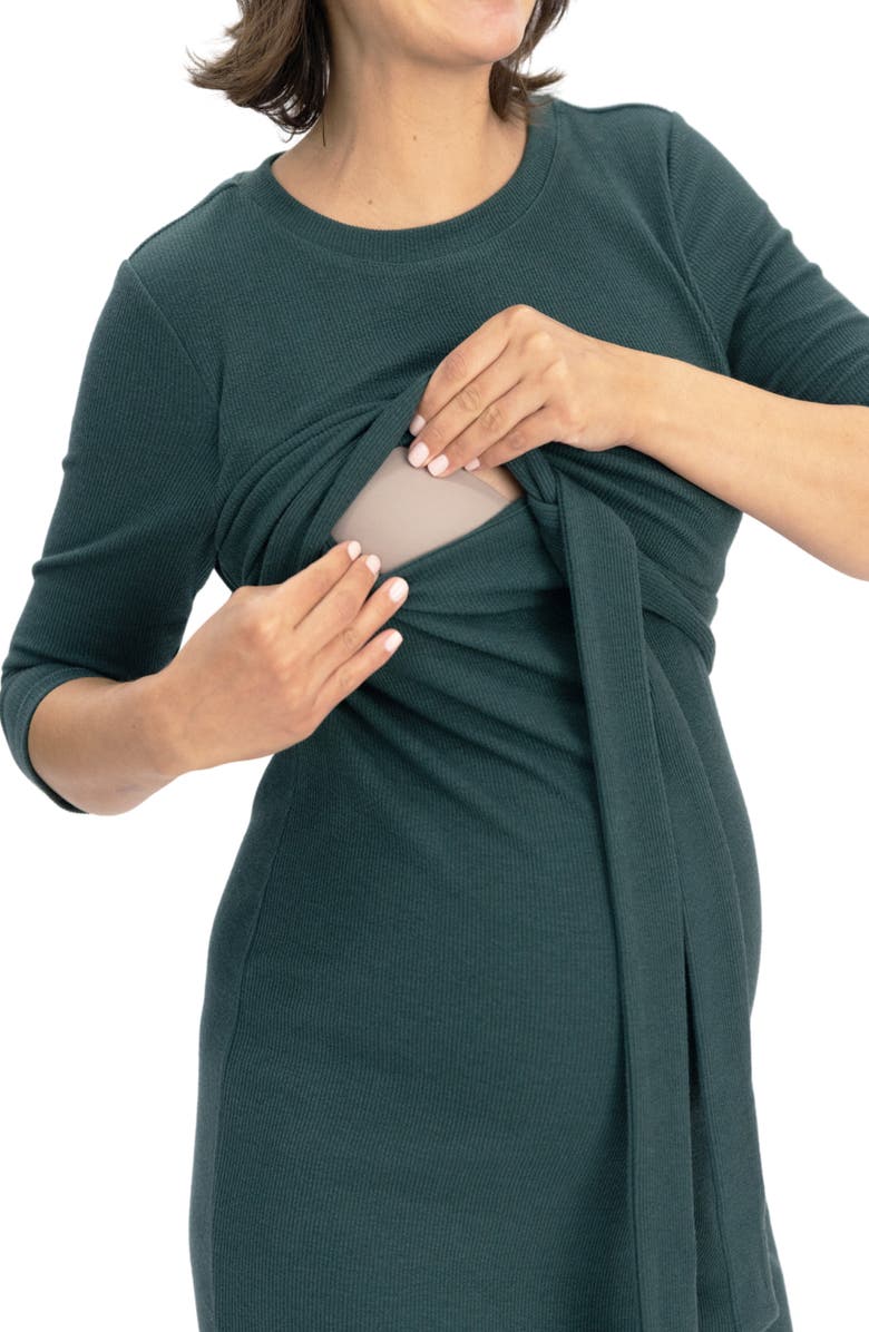 Angel Maternity Tie Waist Maternity/Nursing Dress, Alternate, color, 