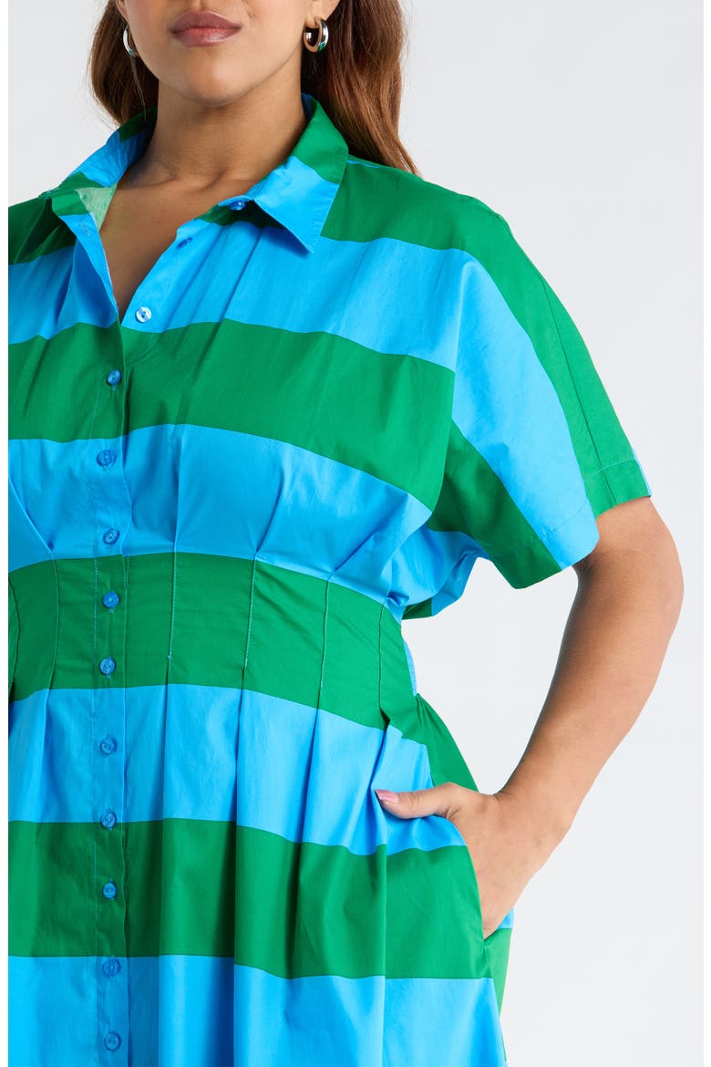Wilderra Stripe Shirtdress, Alternate, color, BLUE-GREEN-STRIPE
