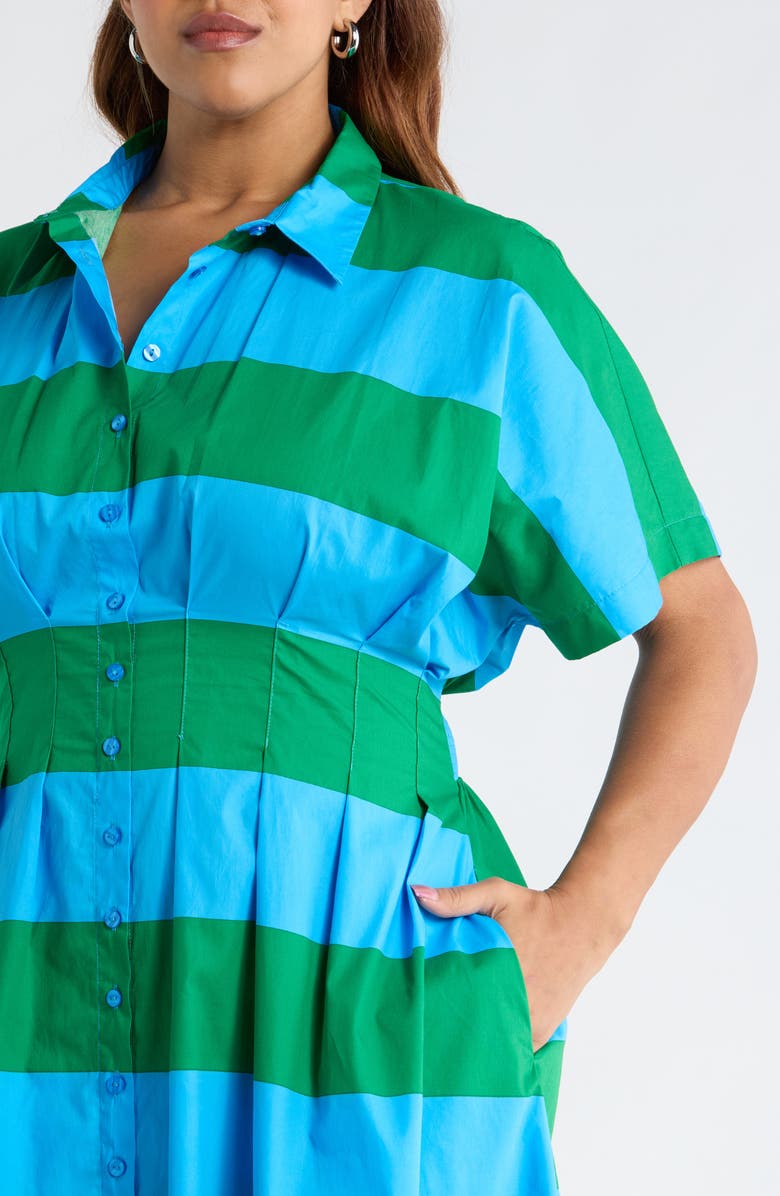 SUGARLIPS Wilderra Stripe Shirtdress, Alternate, color, Blue-Green-Stripe