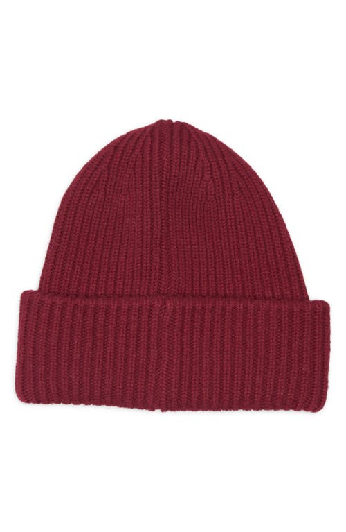 Moncler Logo Patch Virgin Wool & Cashmere Beanie In Burgundy