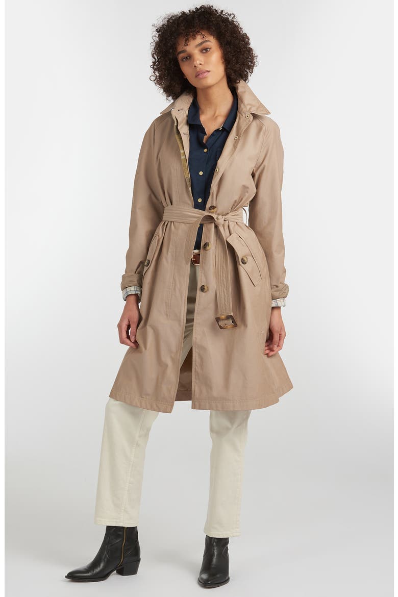 Brunswick Belted Trench Raincoat, Alternate, color, LIGHT TRENCH/ OLIVE TARTAN