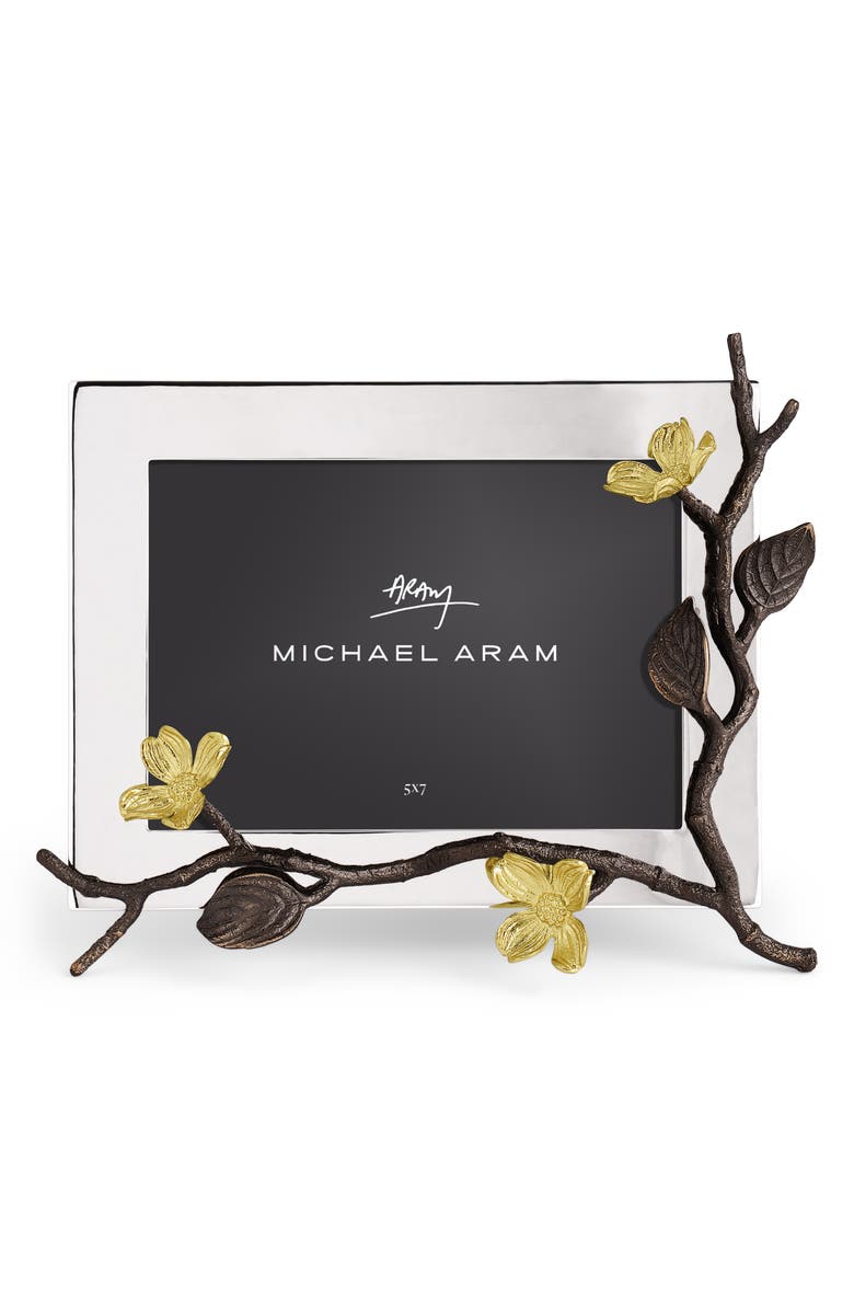 Michael Aram Dogwood Convertible Easel Picture Frame, Main, color, Brass/ Gold