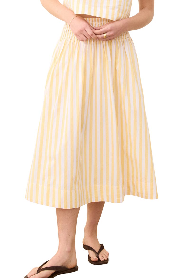 Bea Stripe Cotton Poplin Midi Skirt, Main, color, MARIGOLD STRIPE