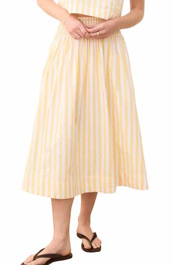 Bea Stripe Cotton Poplin Midi Skirt