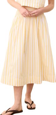 Marine Layer Bea Stripe Cotton Poplin Midi Skirt