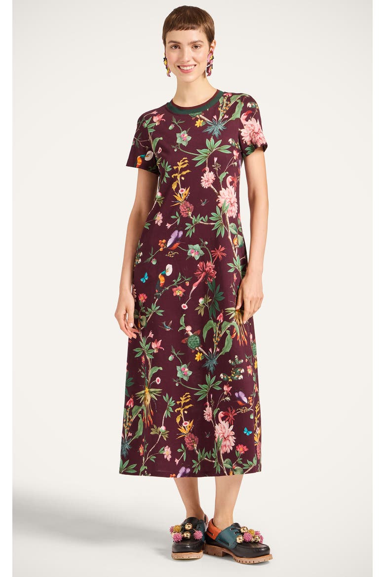 Sporty Swing Dress, Main, color, Zooflora Bordeaux