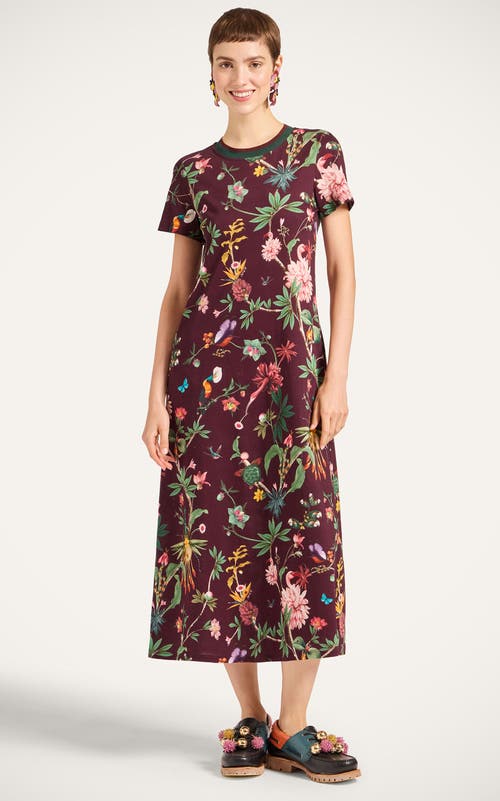 La DoubleJ Sporty Swing Dress in Zooflora Bordeaux at Nordstrom, Size Large