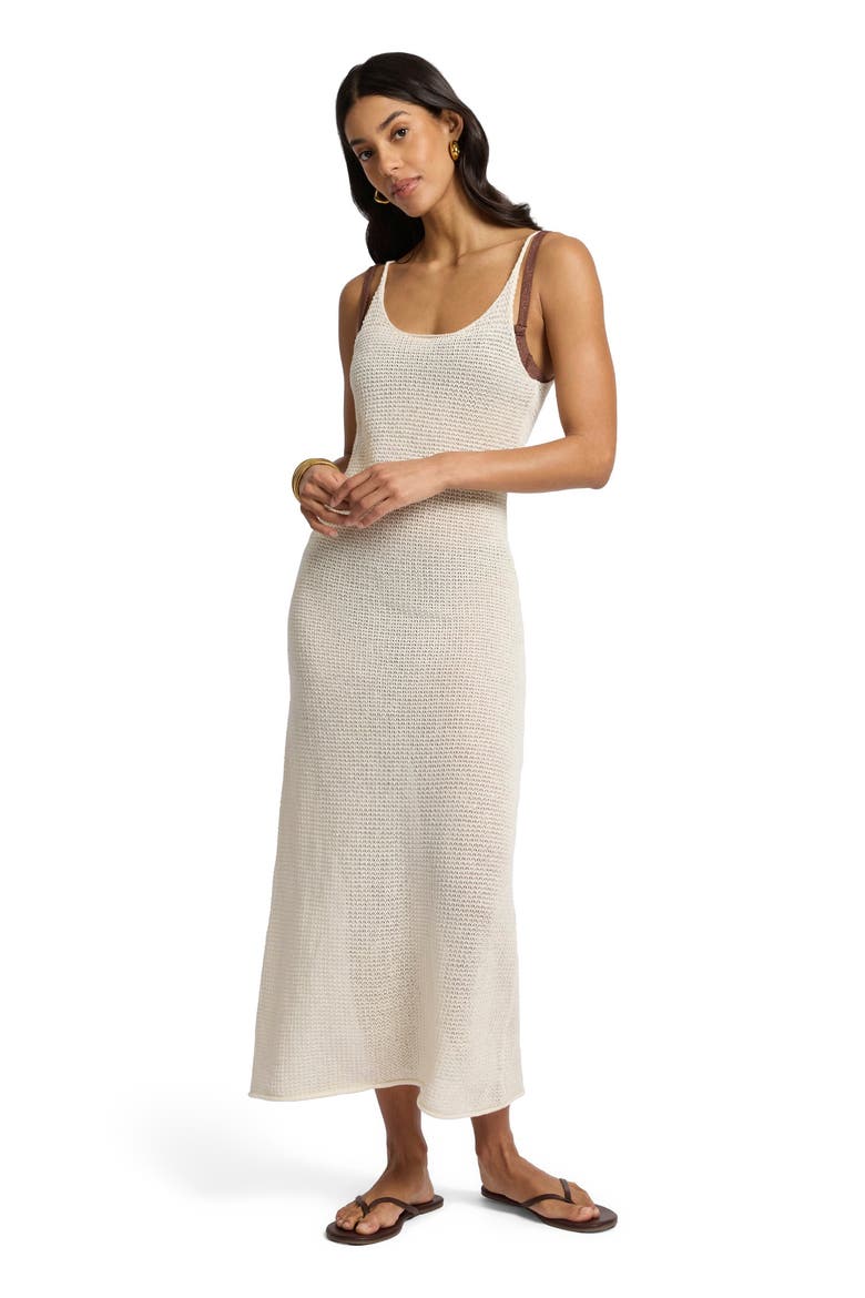 Linen Sweater Scoop Maxi Dress, Main, color, Egret