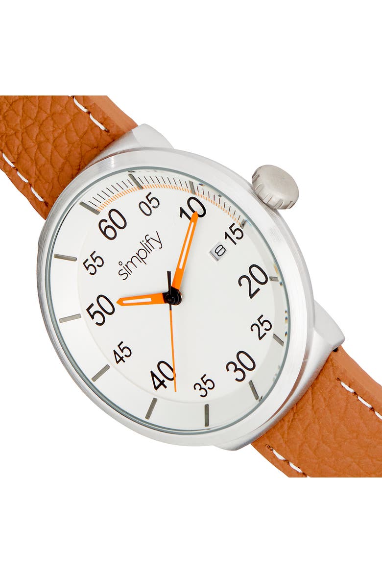 The 7100 Leather-Band Watch w/Date, Alternate, color, Brown/Silver